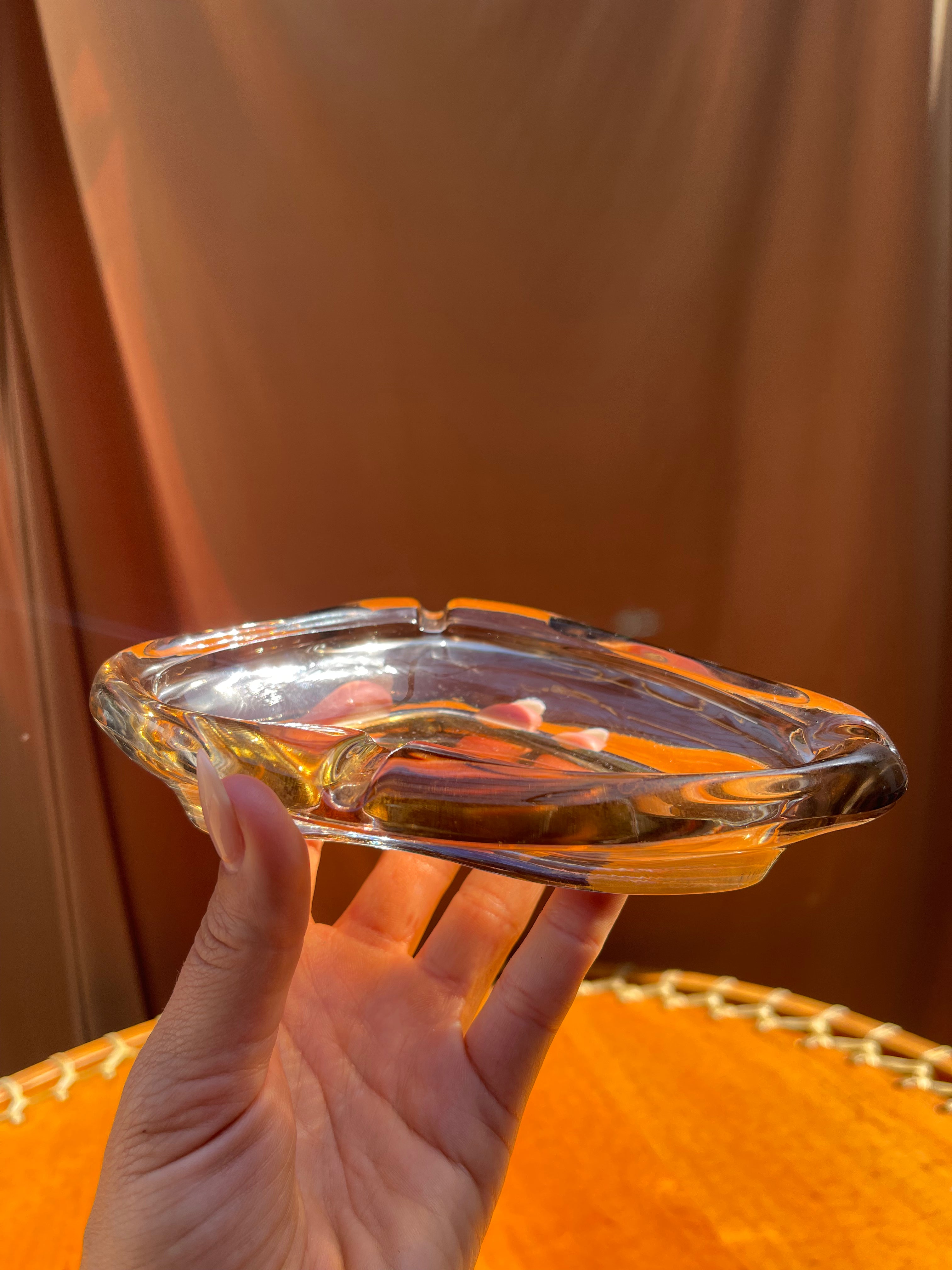 Anchor Hocking Lustre Glass Ashtray • Swedish Vintage 1970 • Brown