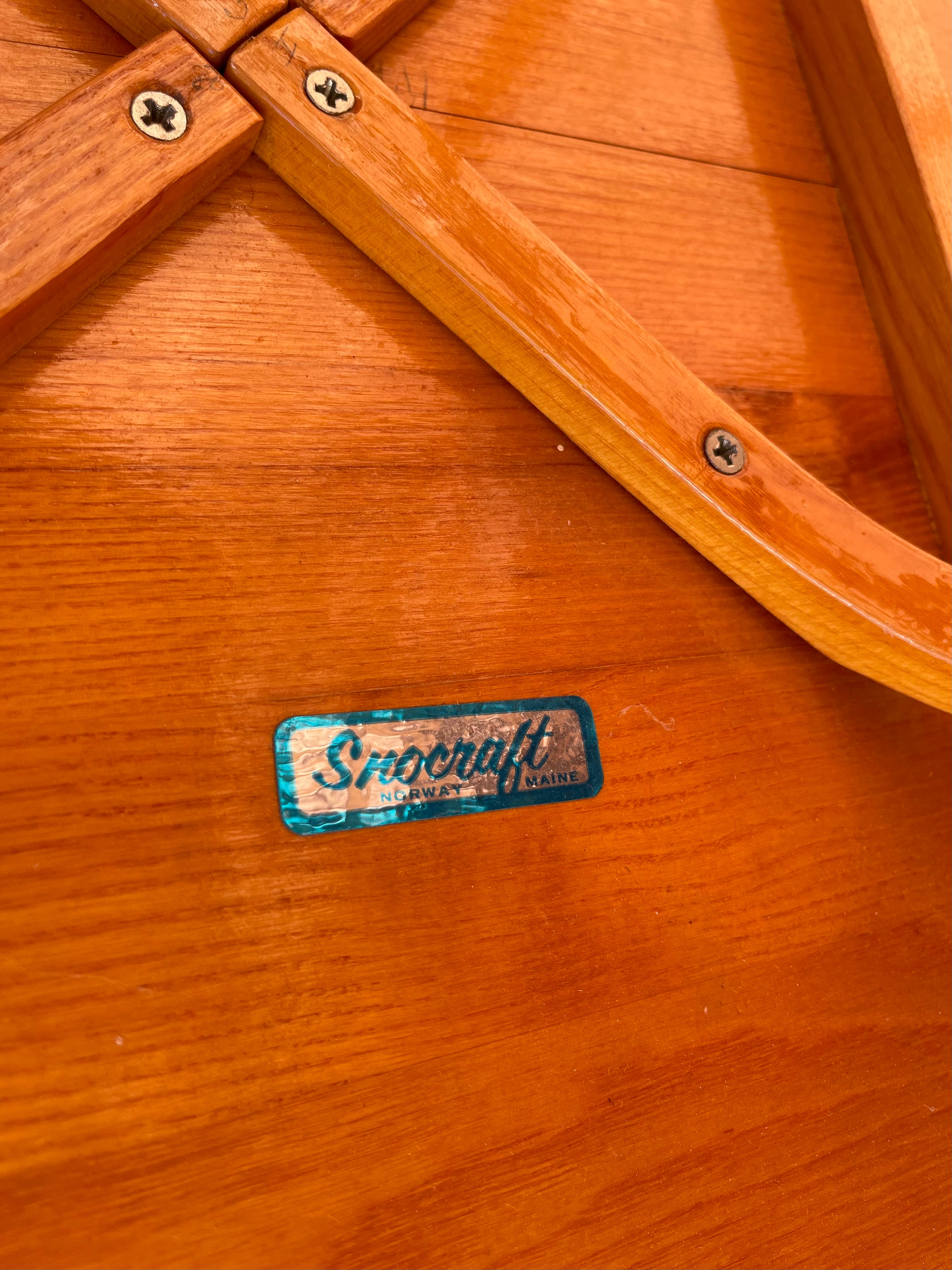 Snocraft Snowshoe Coffee Table 1970s, Oak and Rawhide