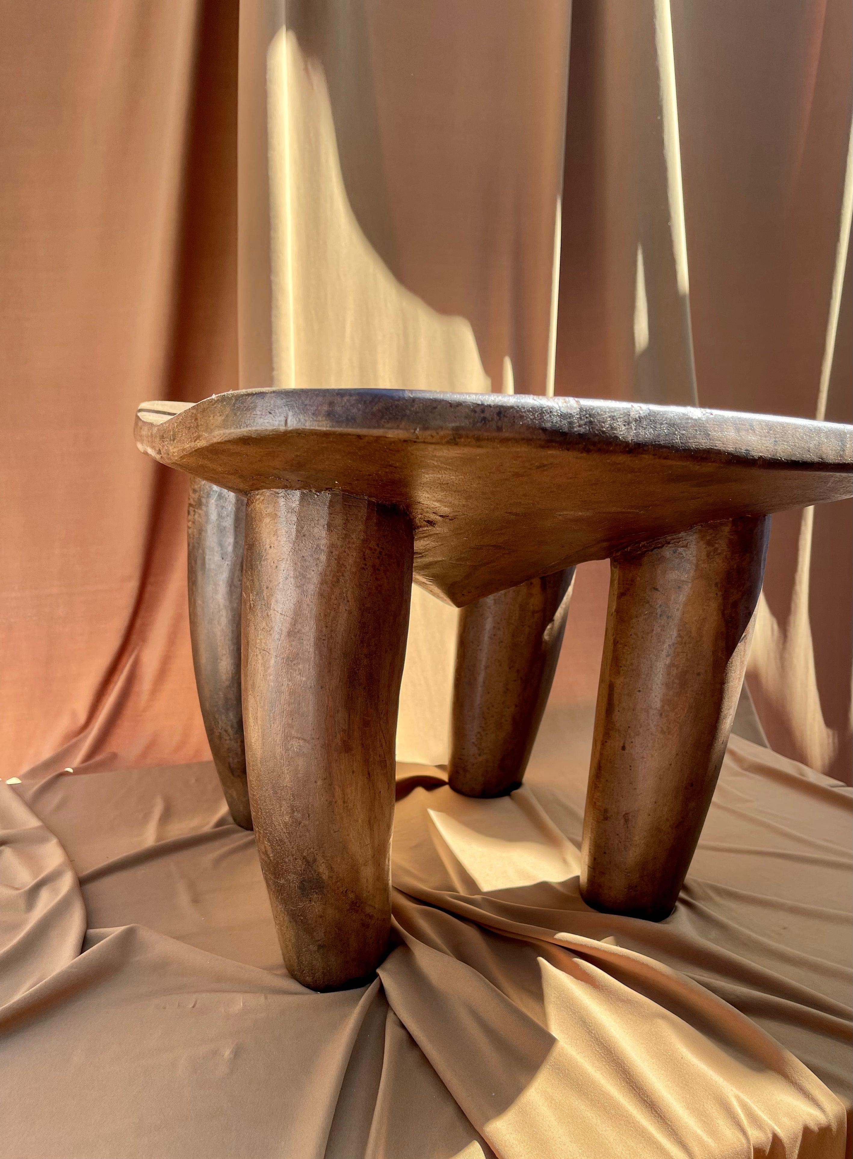 Medium to Large Vintage Senufo Stool/End Table from the Ivory Coast • 06