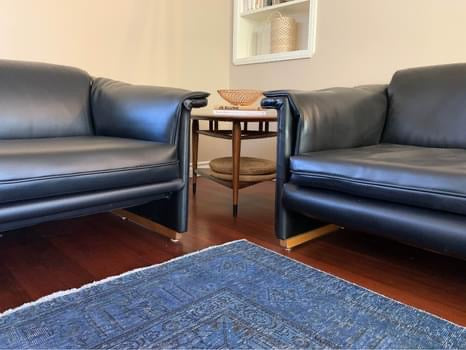 Mid Century Custom Built Black Sofa & Lounge Chair Set