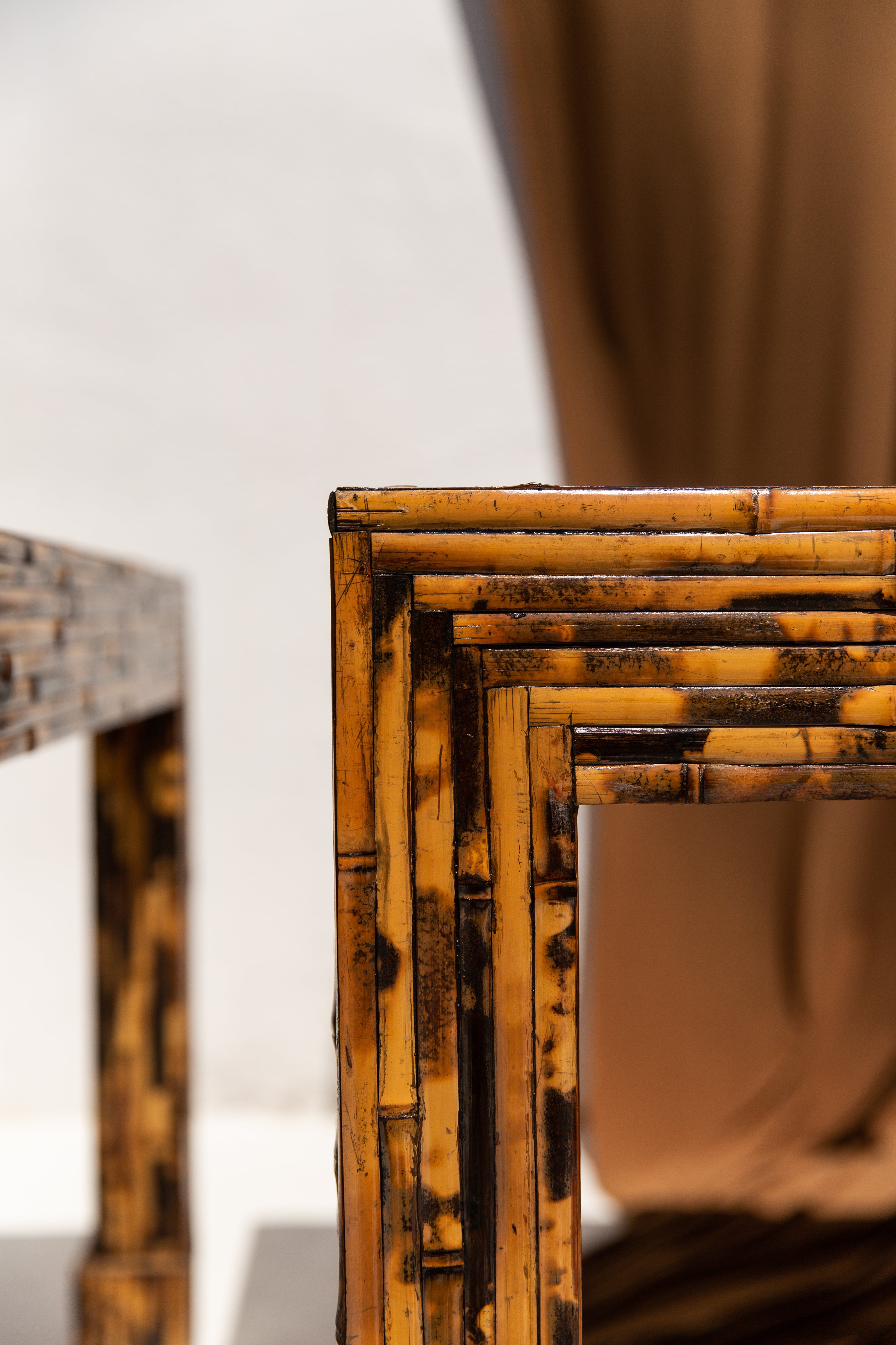 Harrison-Van Horn Split & Burnt Bamboo Vintage Designer Table⁠⁠ c.1976