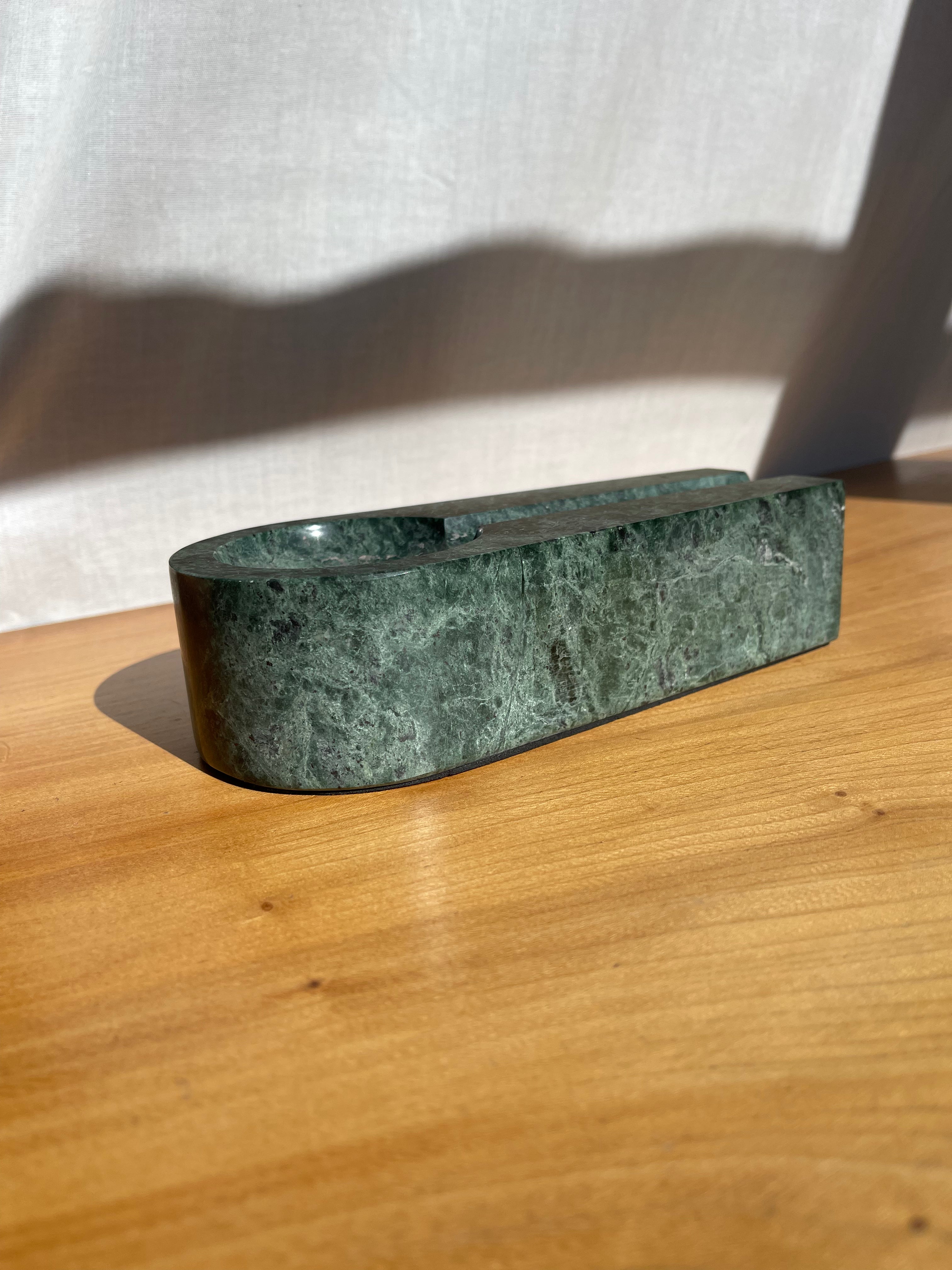 Large Green Marble Ashtray • Vintage