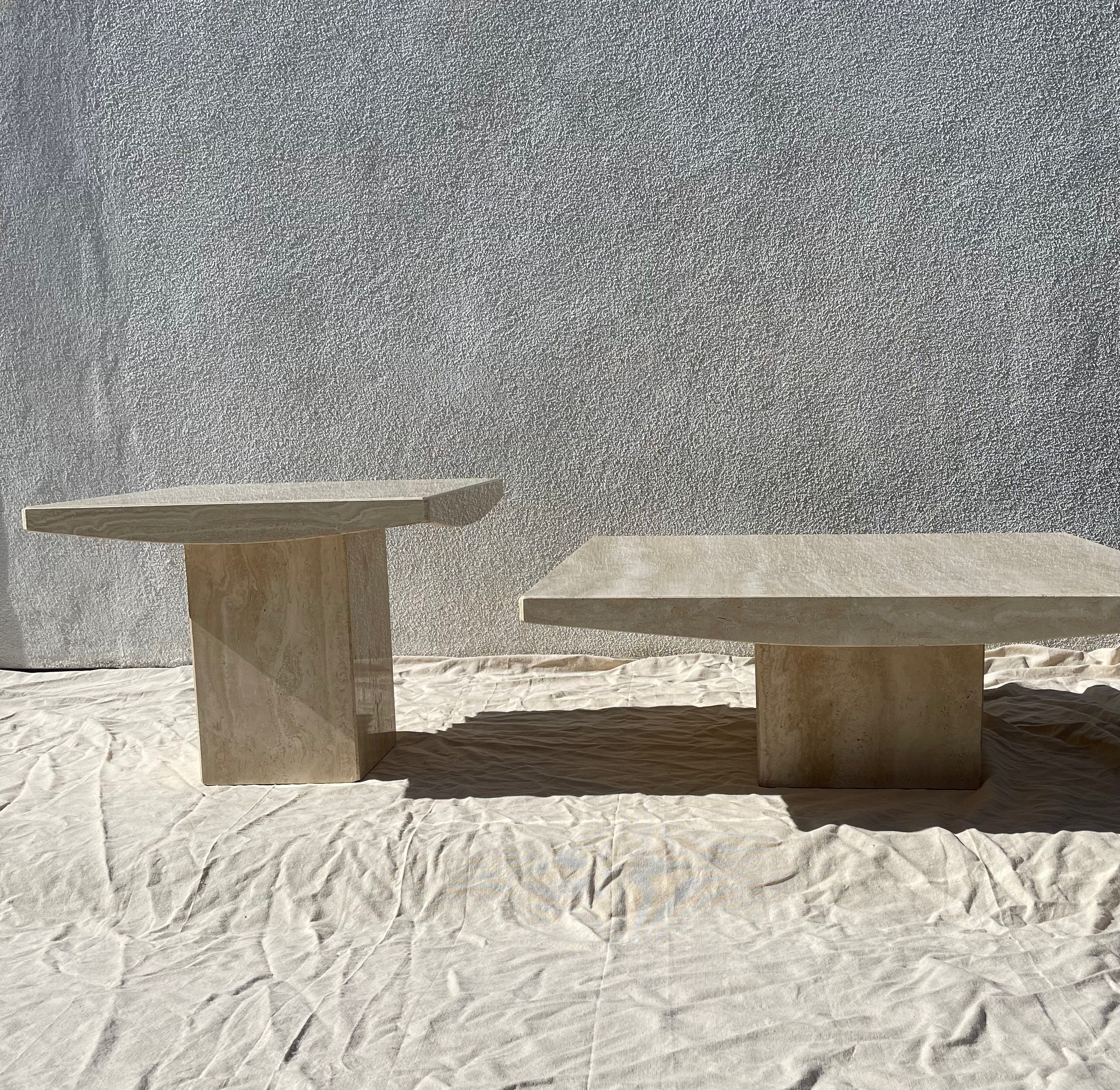 Vintage Italian Travertine End Table