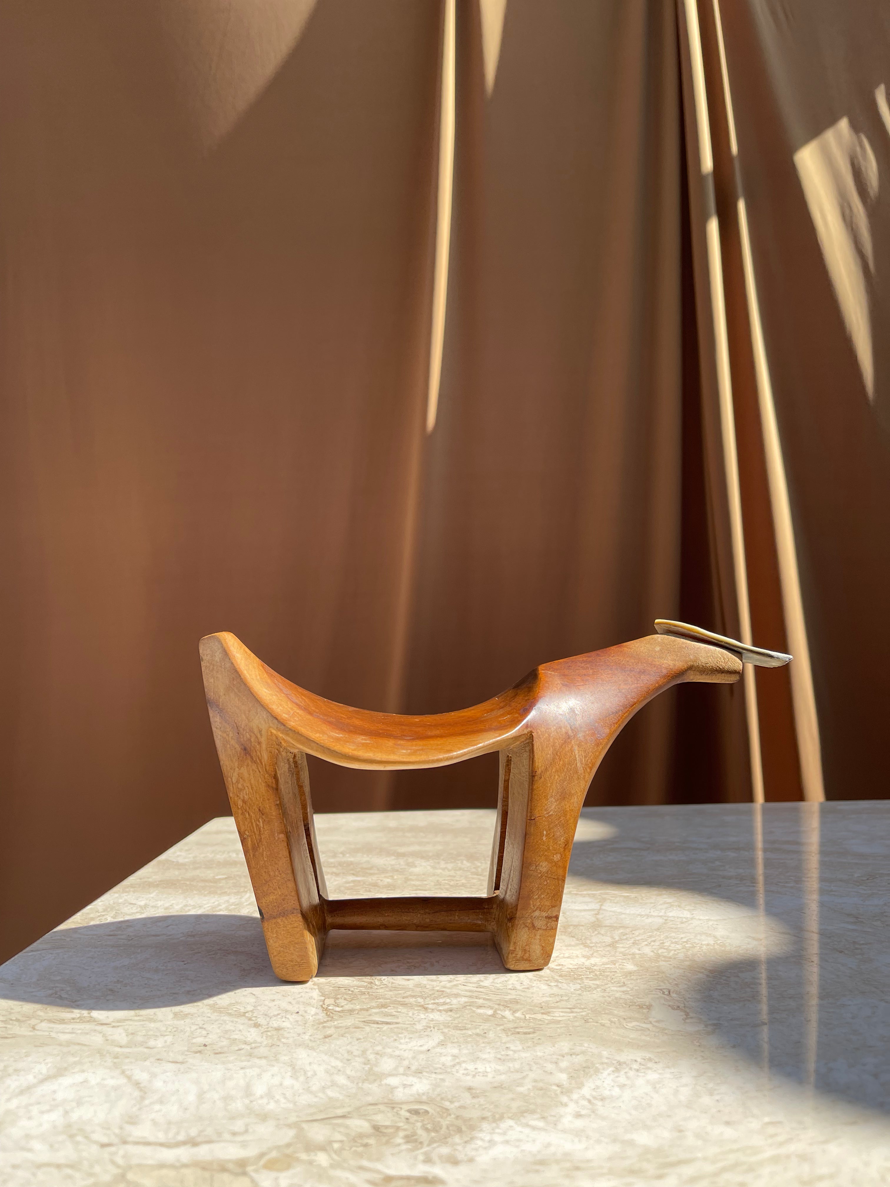 Vintage Tongan Coconut Cutter • Teak & Seashell