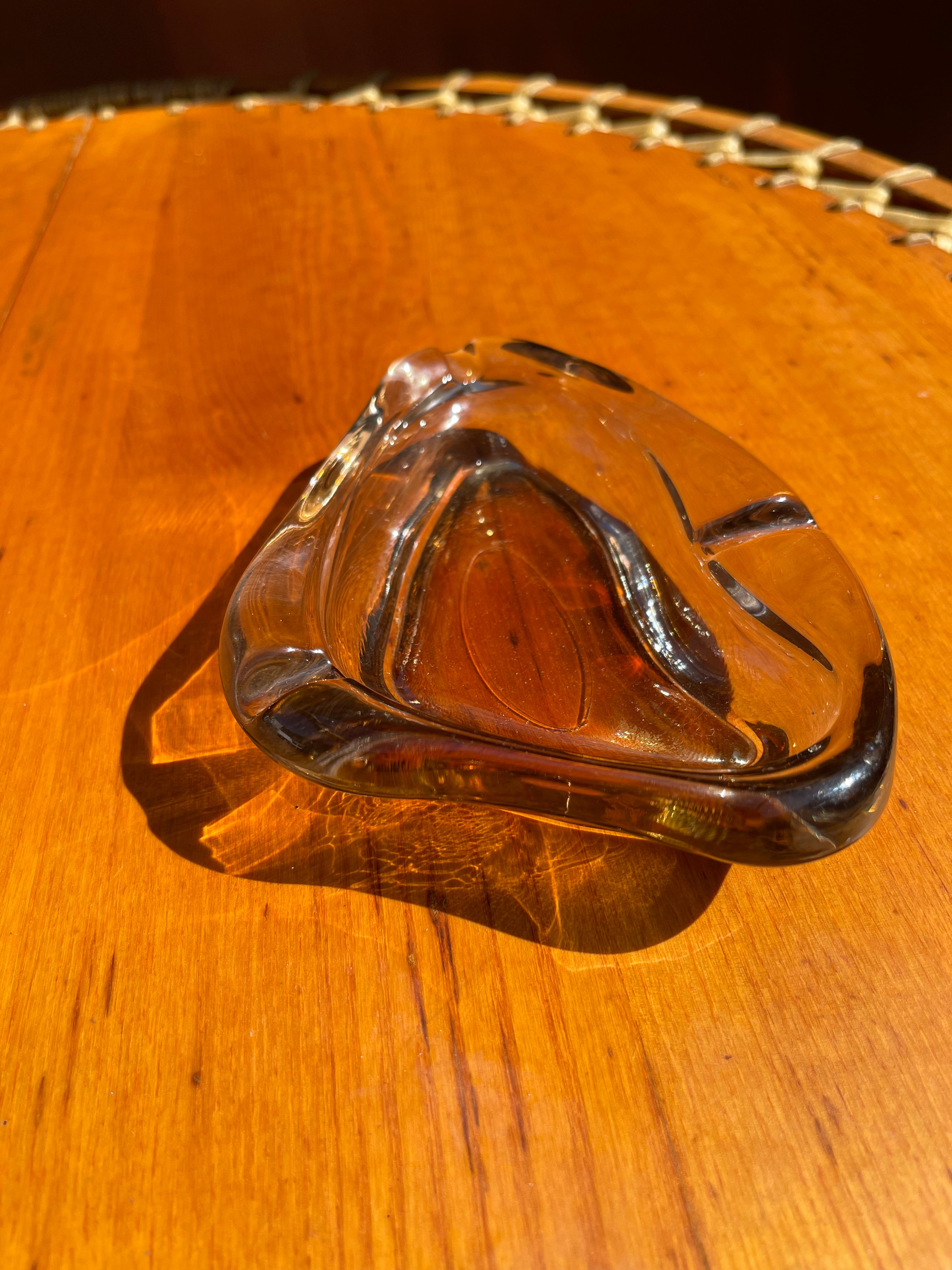 Anchor Hocking Lustre Glass Ashtray • Swedish Vintage 1970 • Brown