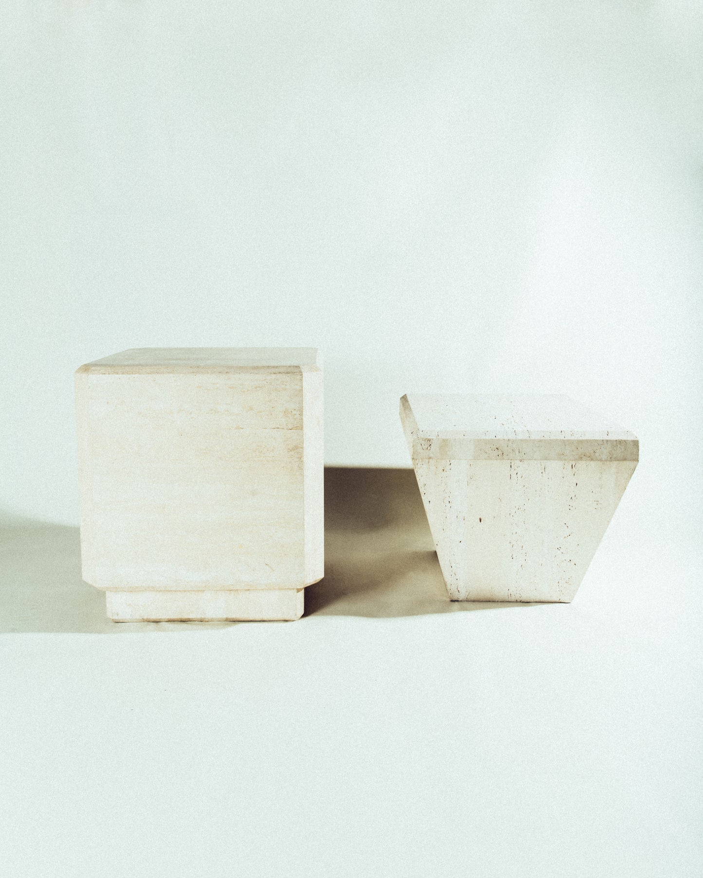 Travertine Sculptural Cube/Pedestal⁠ • Italian • Vintage