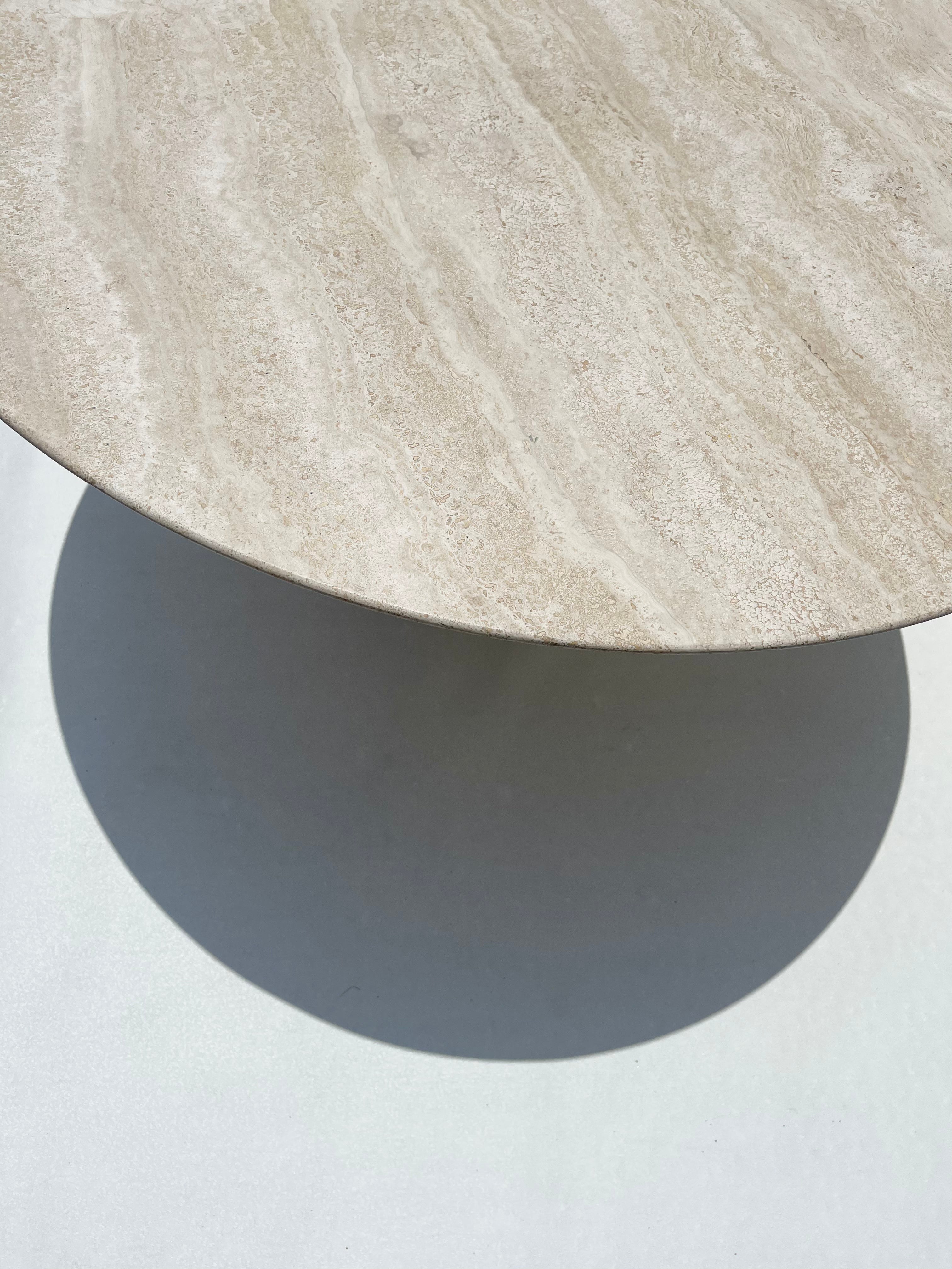 Circular Vintage Italian Travertine Dining Table