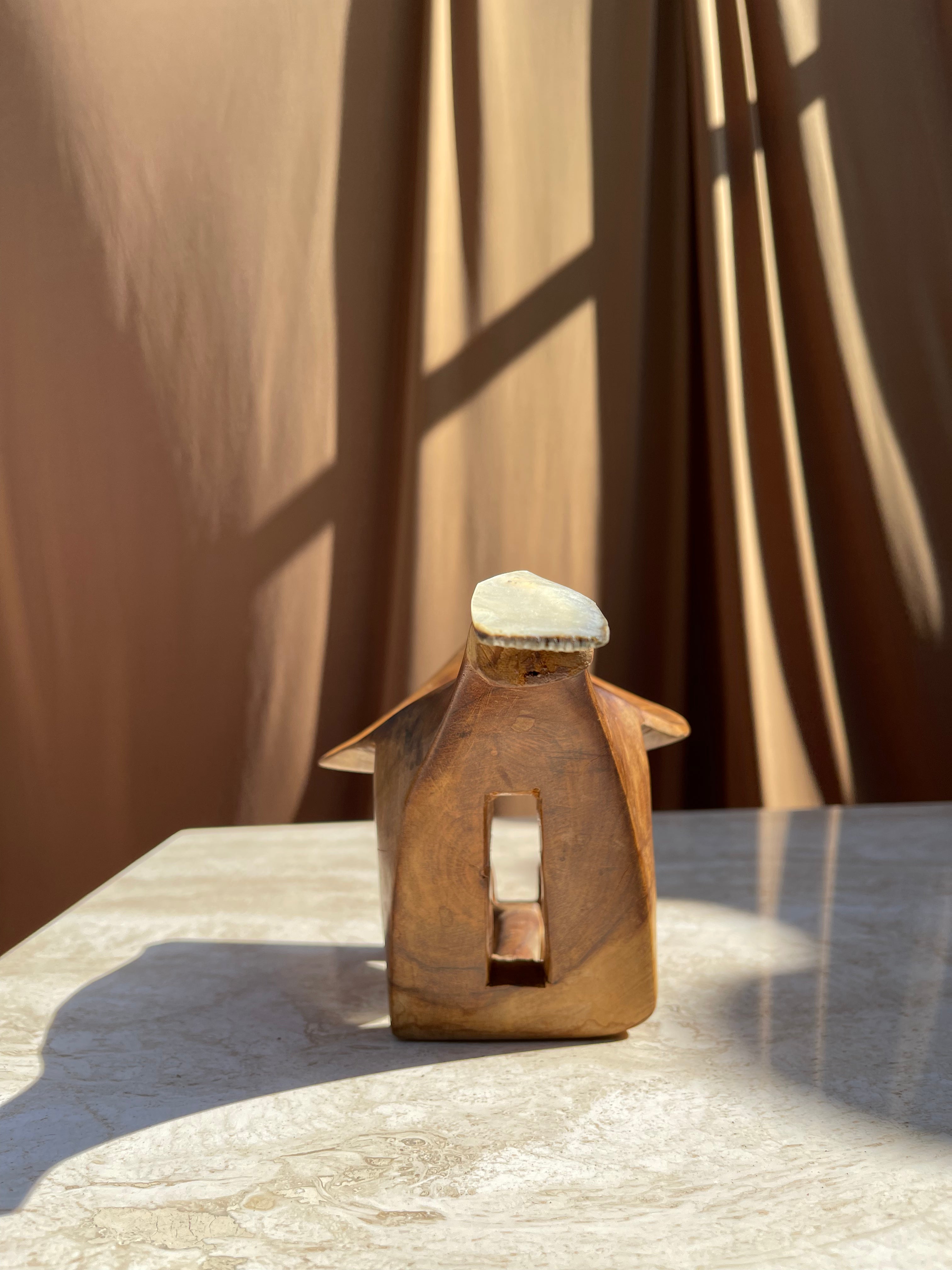 Vintage Tongan Coconut Cutter • Teak & Seashell