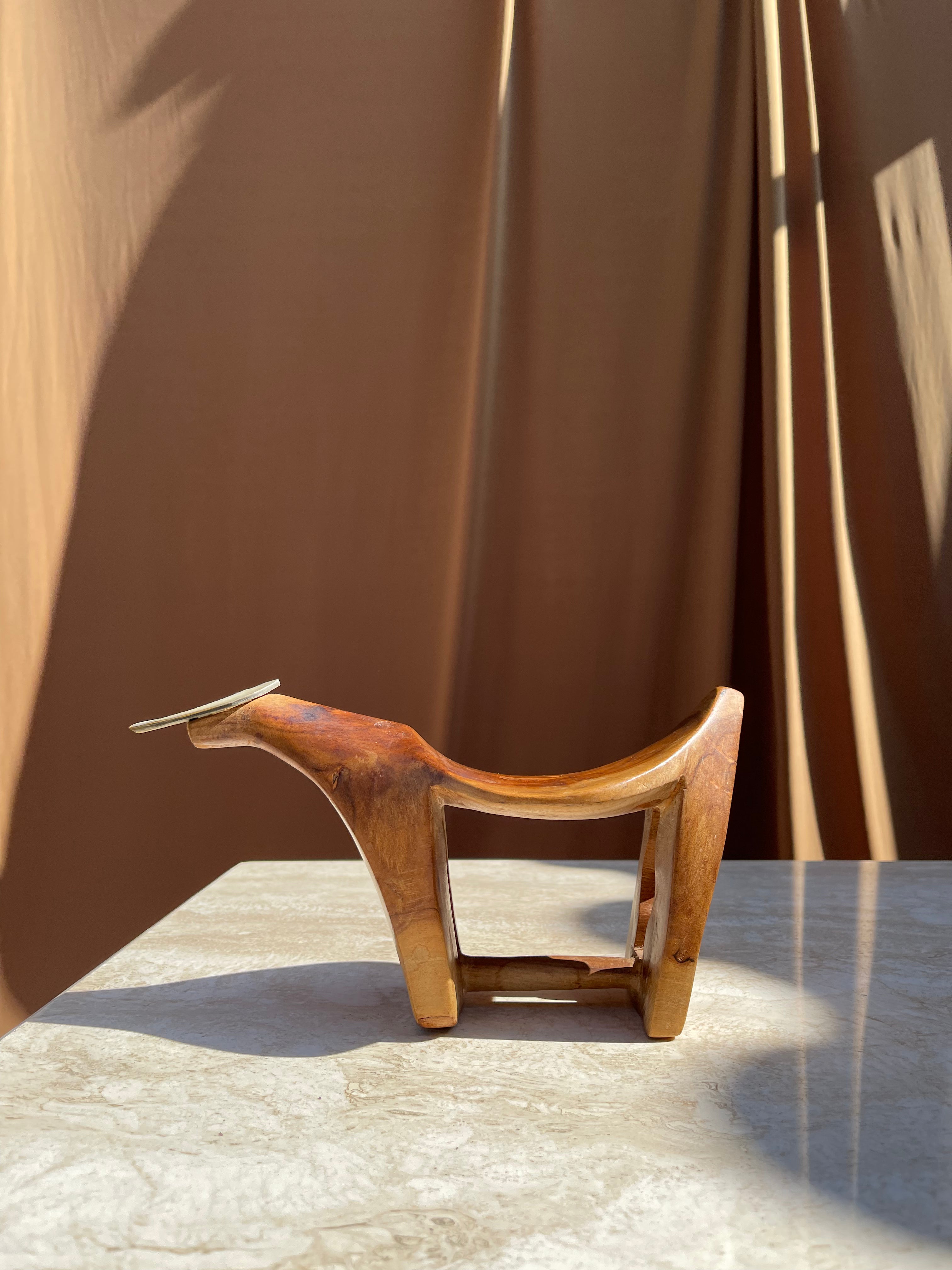 Vintage Tongan Coconut Cutter • Teak & Seashell