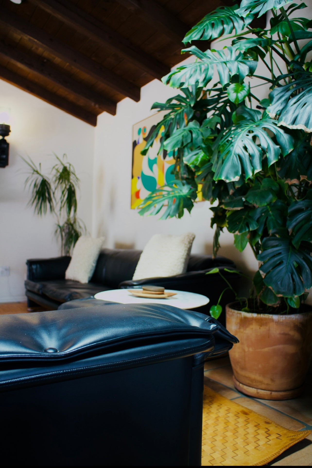 Mid Century Custom Built Black Sofa & Lounge Chair Set