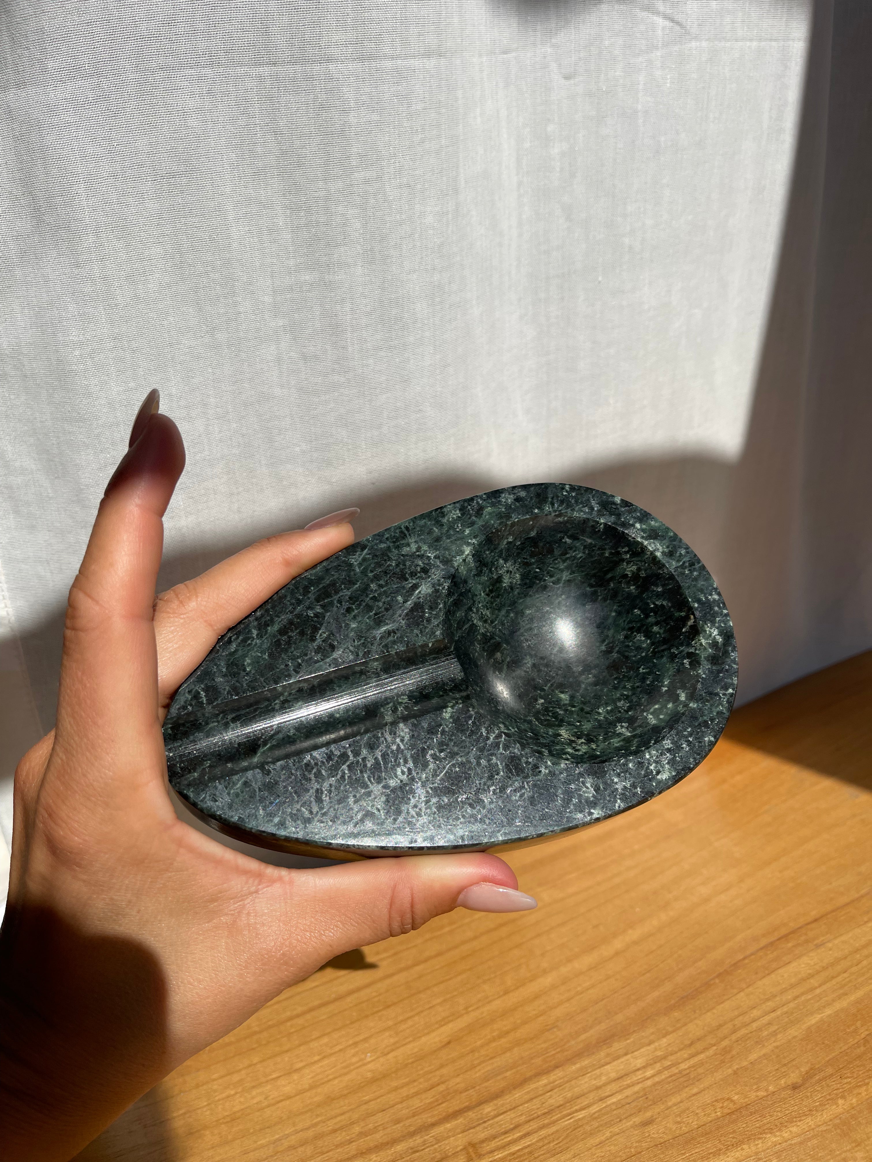 Green Italian Marble Ashtray • Vintage