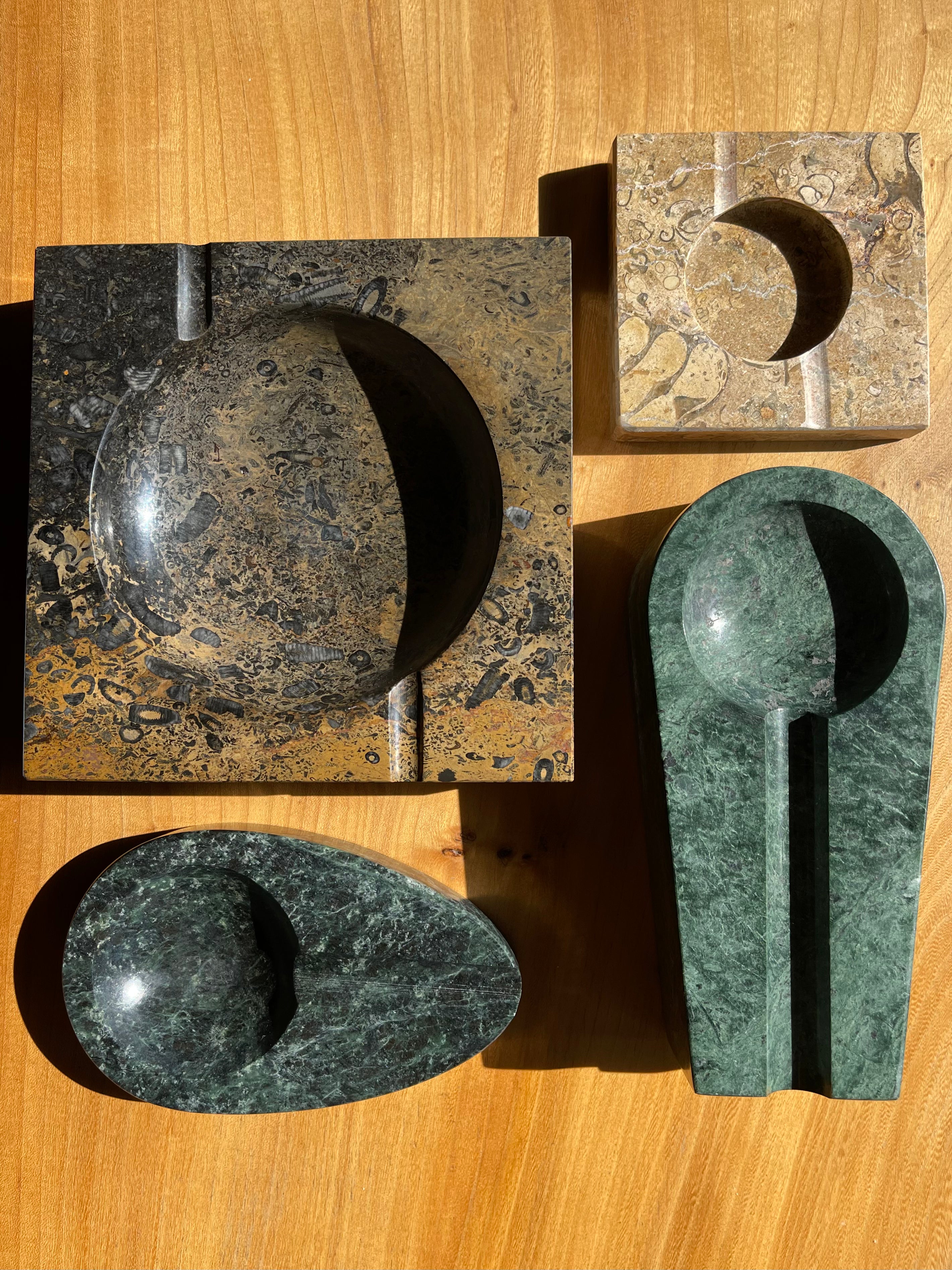 Large Brown and Black Marble Ashtray • Vintage