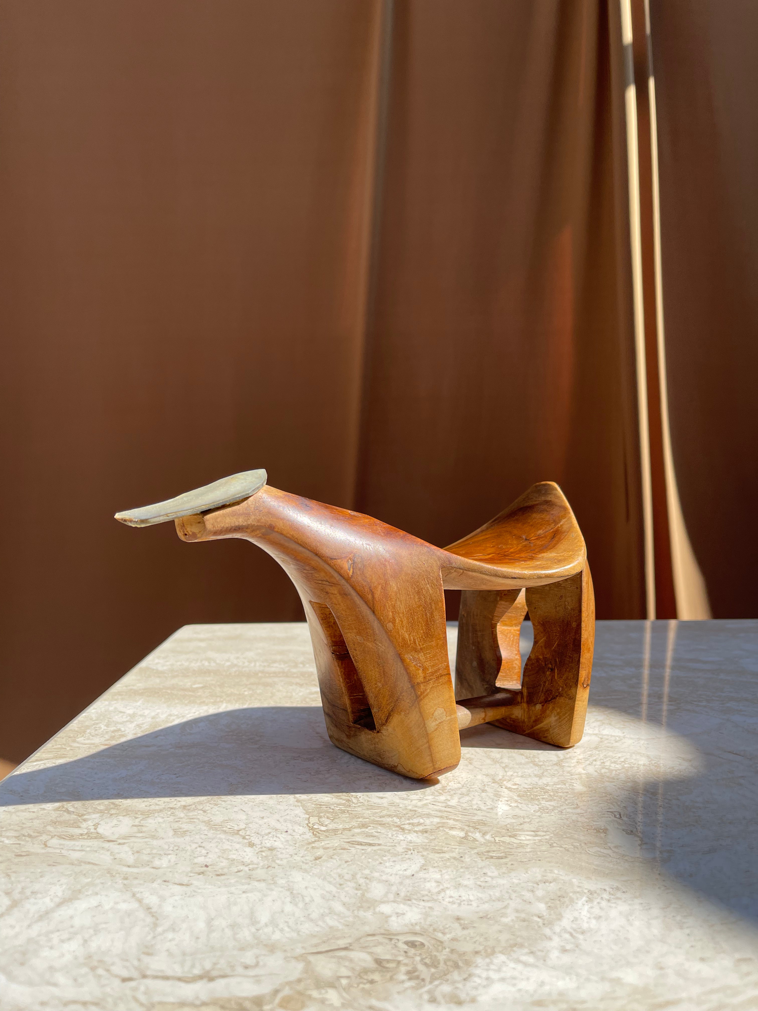 Vintage Tongan Coconut Cutter • Teak & Seashell