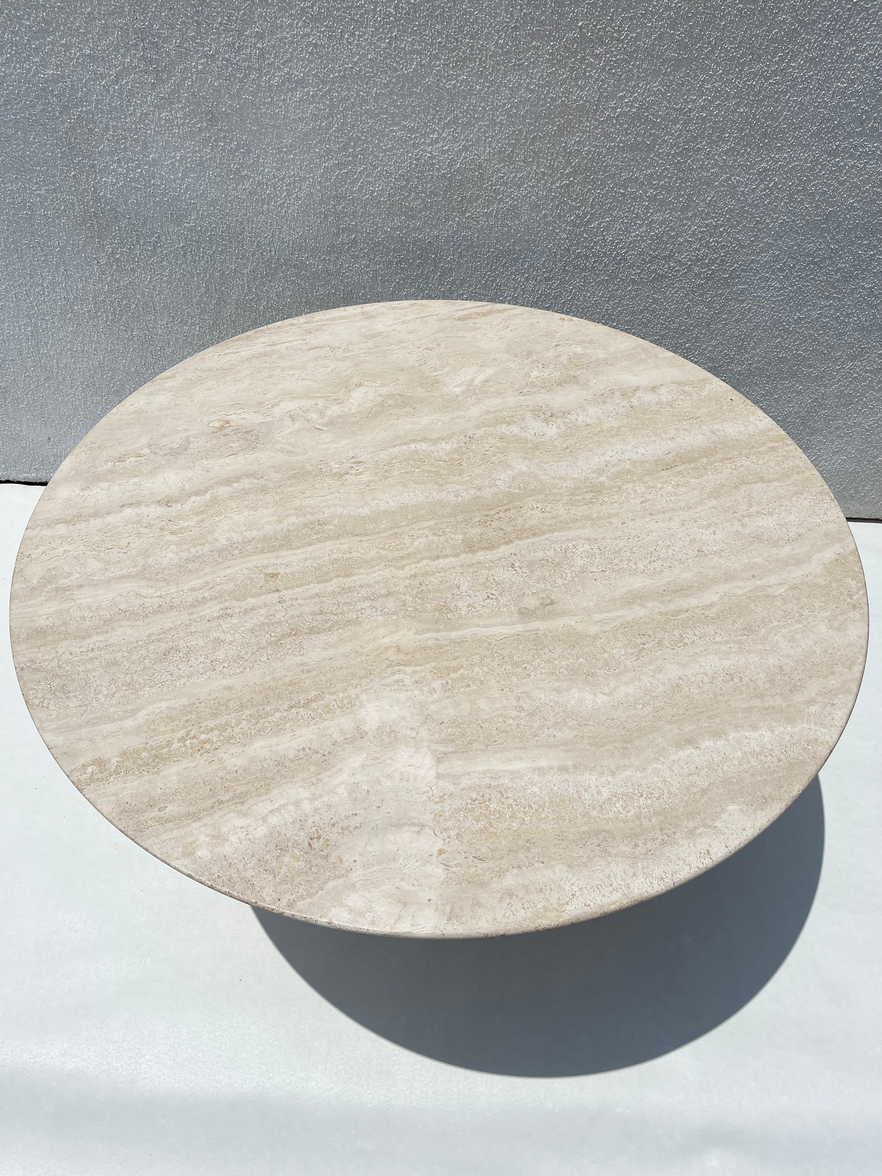 Circular Vintage Italian Travertine Dining Table