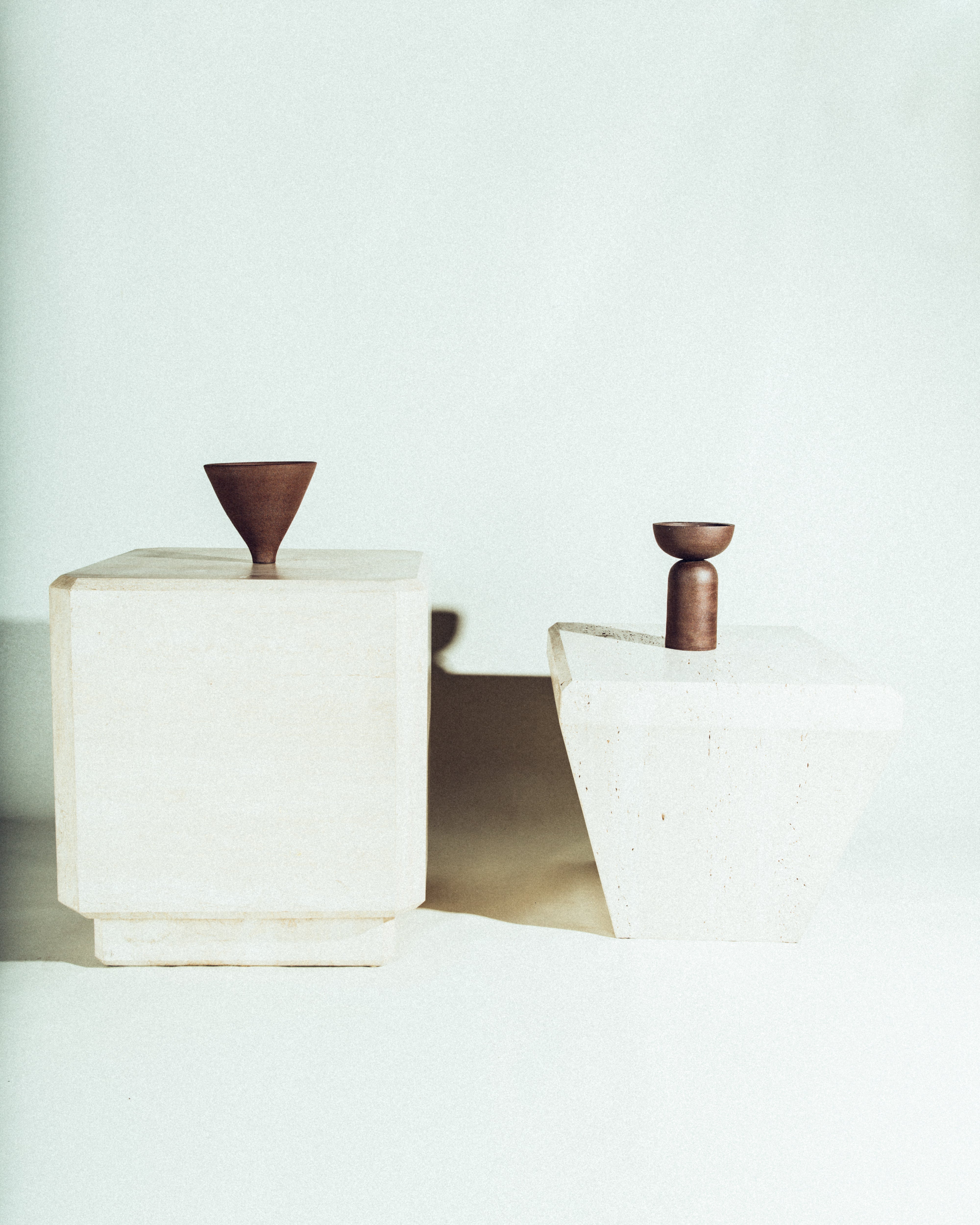 Travertine Sculptural Cube/Pedestal⁠ • Italian • Vintage