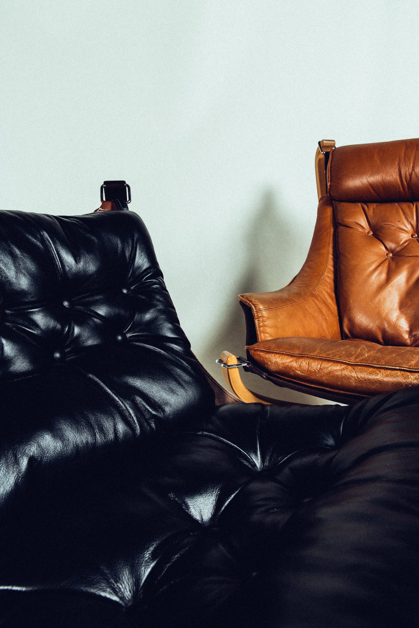 Falcon Chair and Ottoman Brown Leather • Norway c. 1971