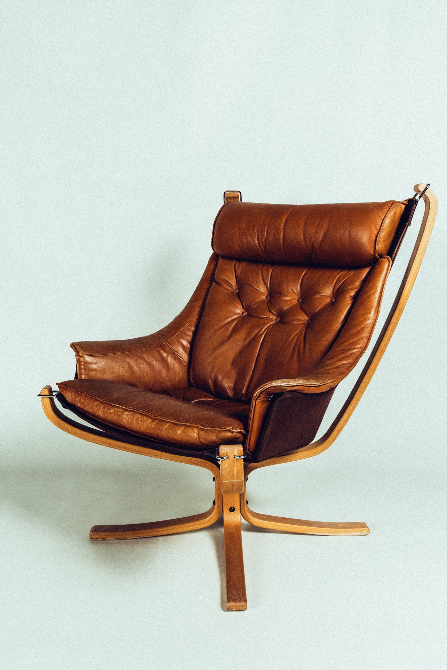 Falcon Chair and Ottoman Brown Leather • Norway c. 1971
