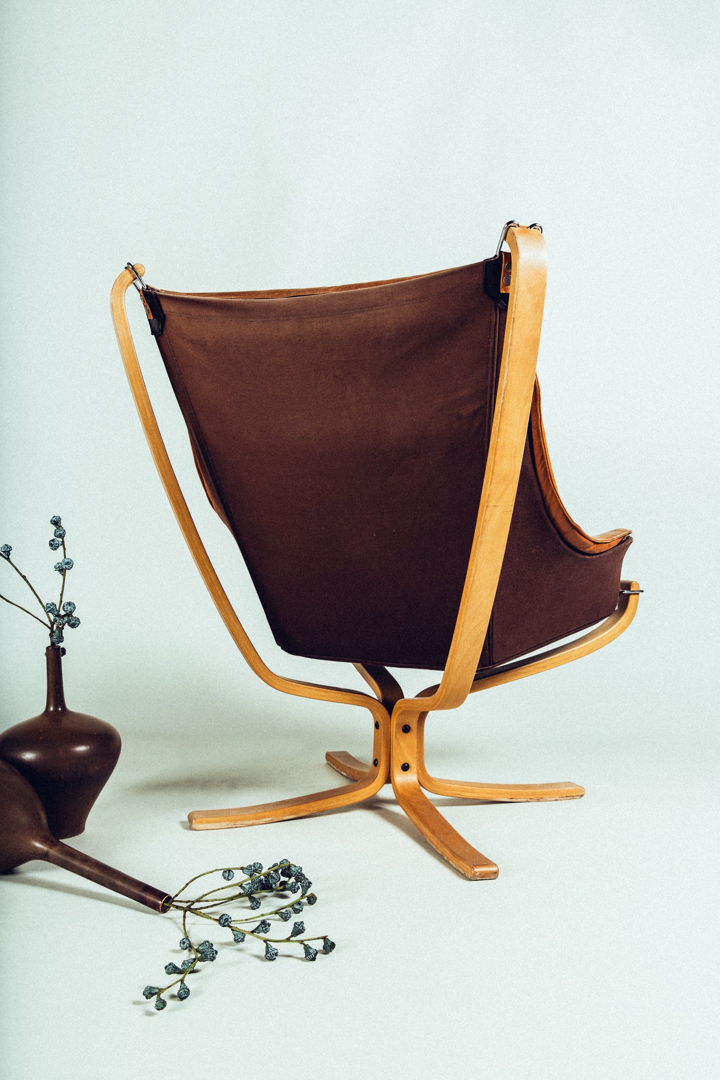 Falcon Chair and Ottoman Brown Leather • Norway c. 1971